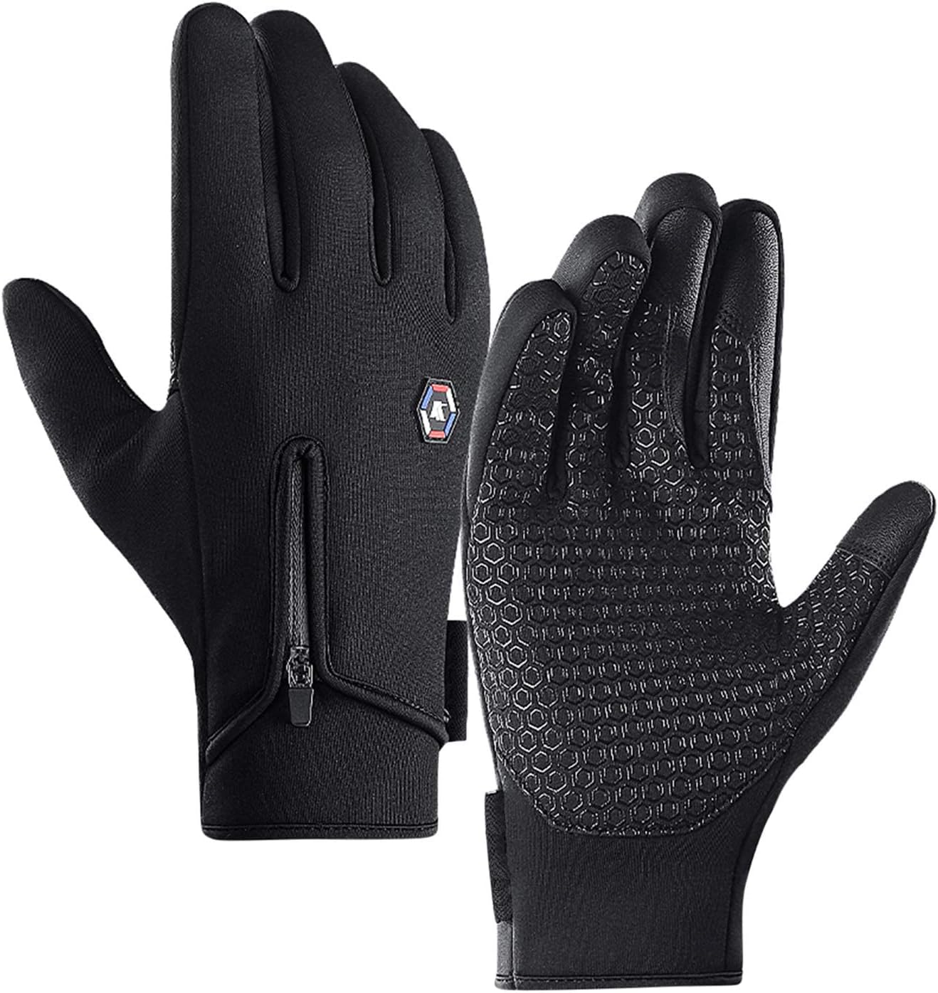 Cycling Gloves, Bicycling Gloves, Anti Slip Shock Absorbing Men Women Winter Cycling Gloves Three Fingers Touch-Screen Fleece Windproof Waterproof Warm Outdoors Sport Gloves