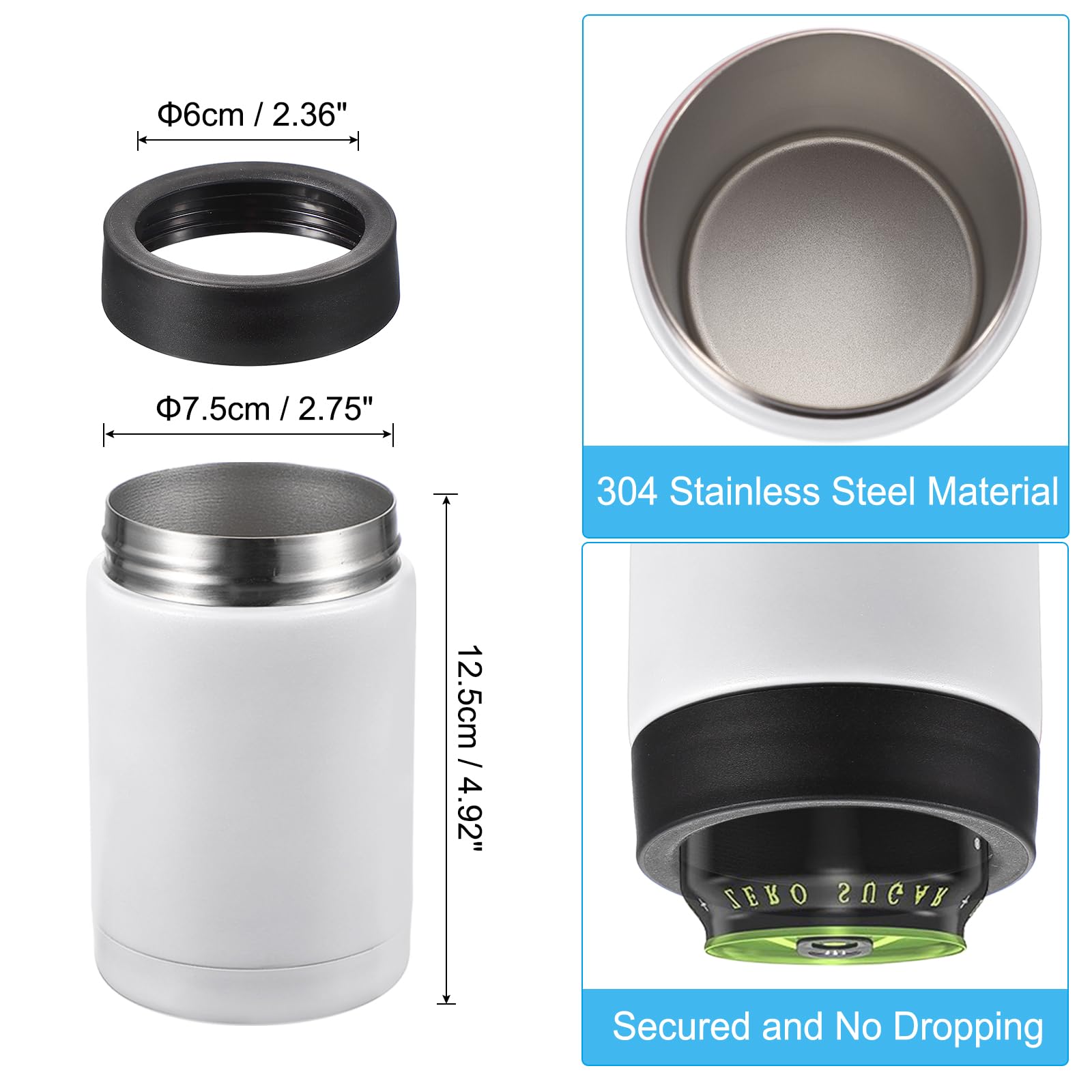 PATIKIL Raffreddatore per Lattine Sottile, 12oz Skinny Can Insulated Beer Sleeve Portabevande per Lattine e Bottiglie di Birra, Soda, Caffè, Lattine e Bottiglie Normali, Bianco