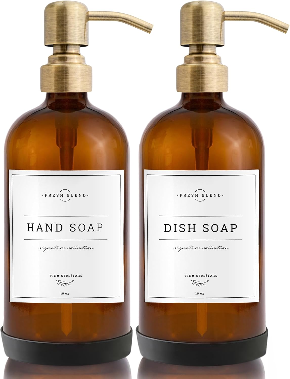 Amber glass soap dispenser set, 2-pack