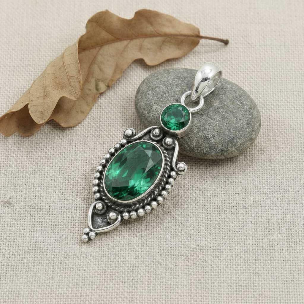 JEWELOPORIUM Natural Gemstone Pendant Necklace For Women Amethyst, Carnelian, Rose Quartz, Crystal Oval - Round Boho 925 Sterling Silver Plated Handmade Jewelry