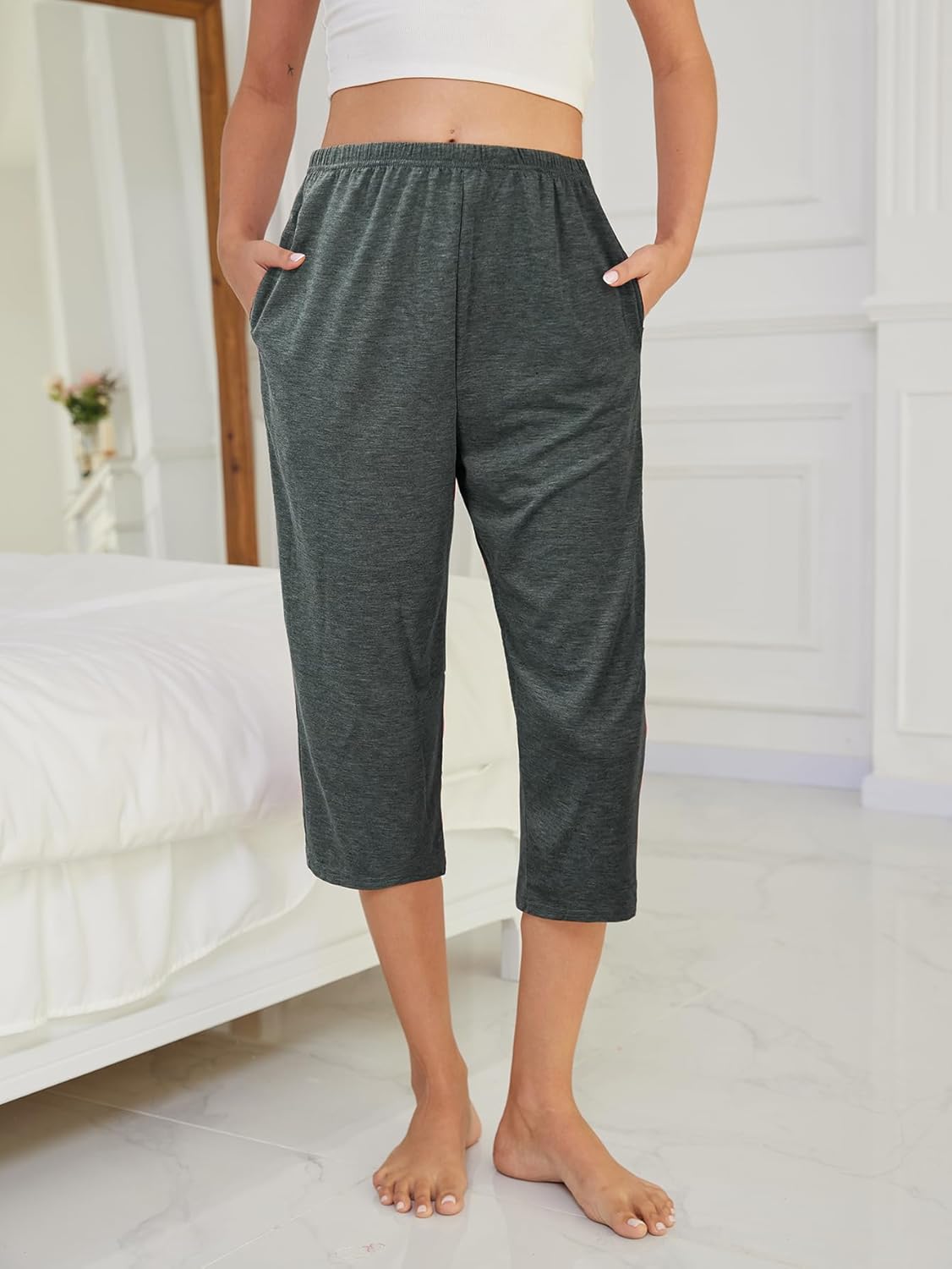 VENTELAN 3 Pack Womens Ultra-Soft Capri Pajama Pants Adjustable Waistband Sleepwear Bottoms (Available in Plus Size) S-XXXL - Image 4