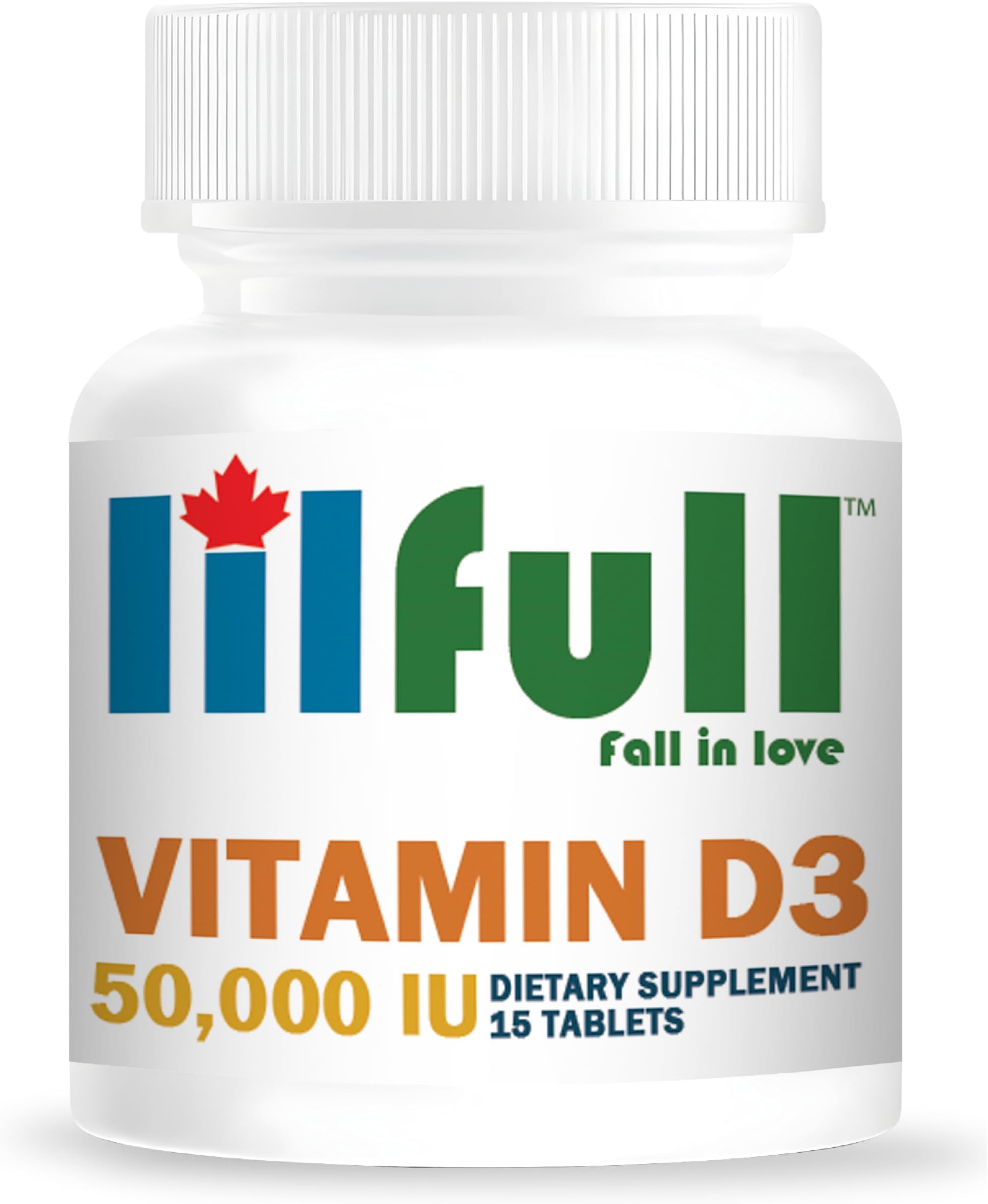 Lilfull Vitamin D3 50,000 IU High Potency 15 Tablets (Pack of 2) for Healthy Muscle Function, Bone Health, and Immune Support | Advanced Formula for Vitamin D Deficiencies | Non-GMO
