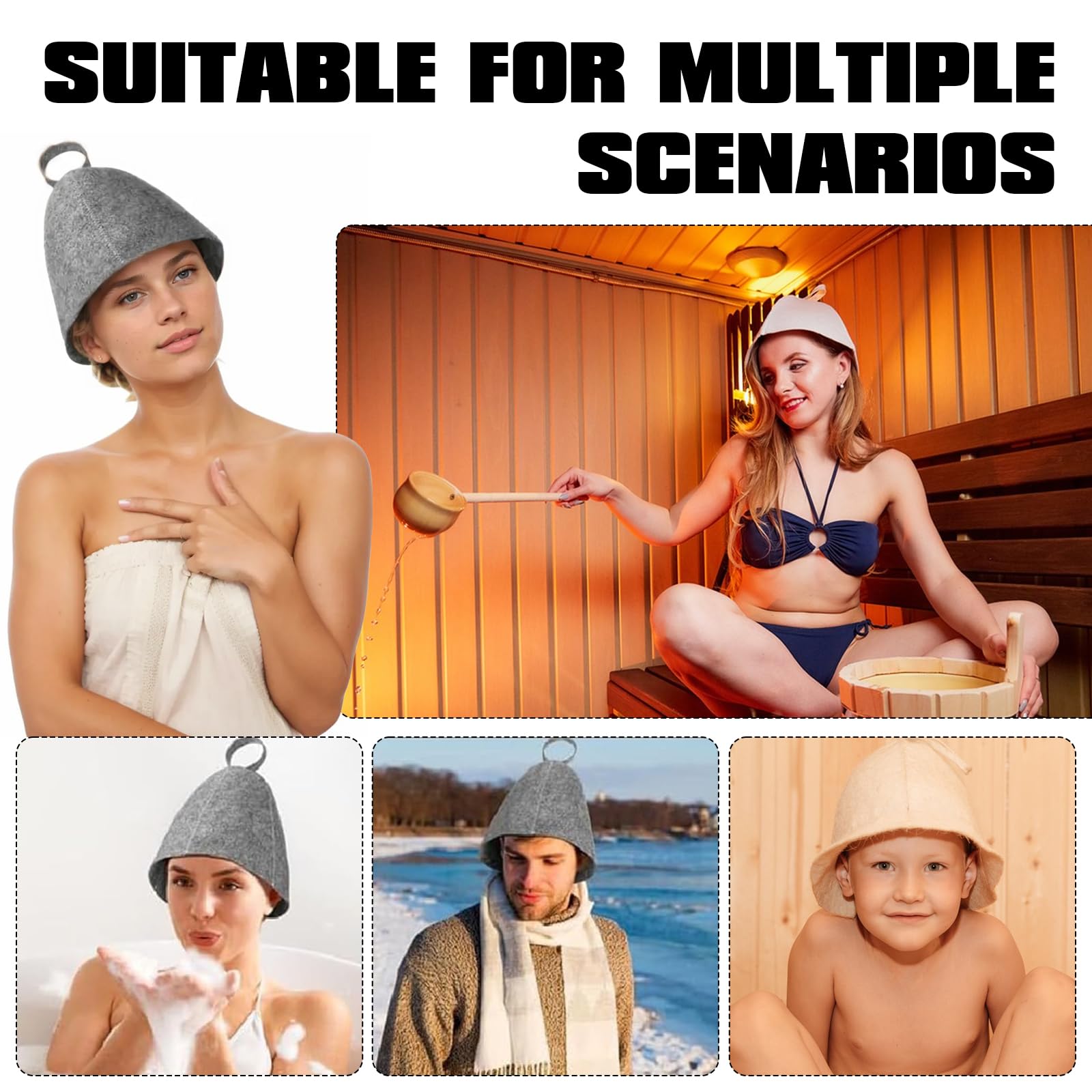 Lot de 4 chapeaux de sauna en feutre