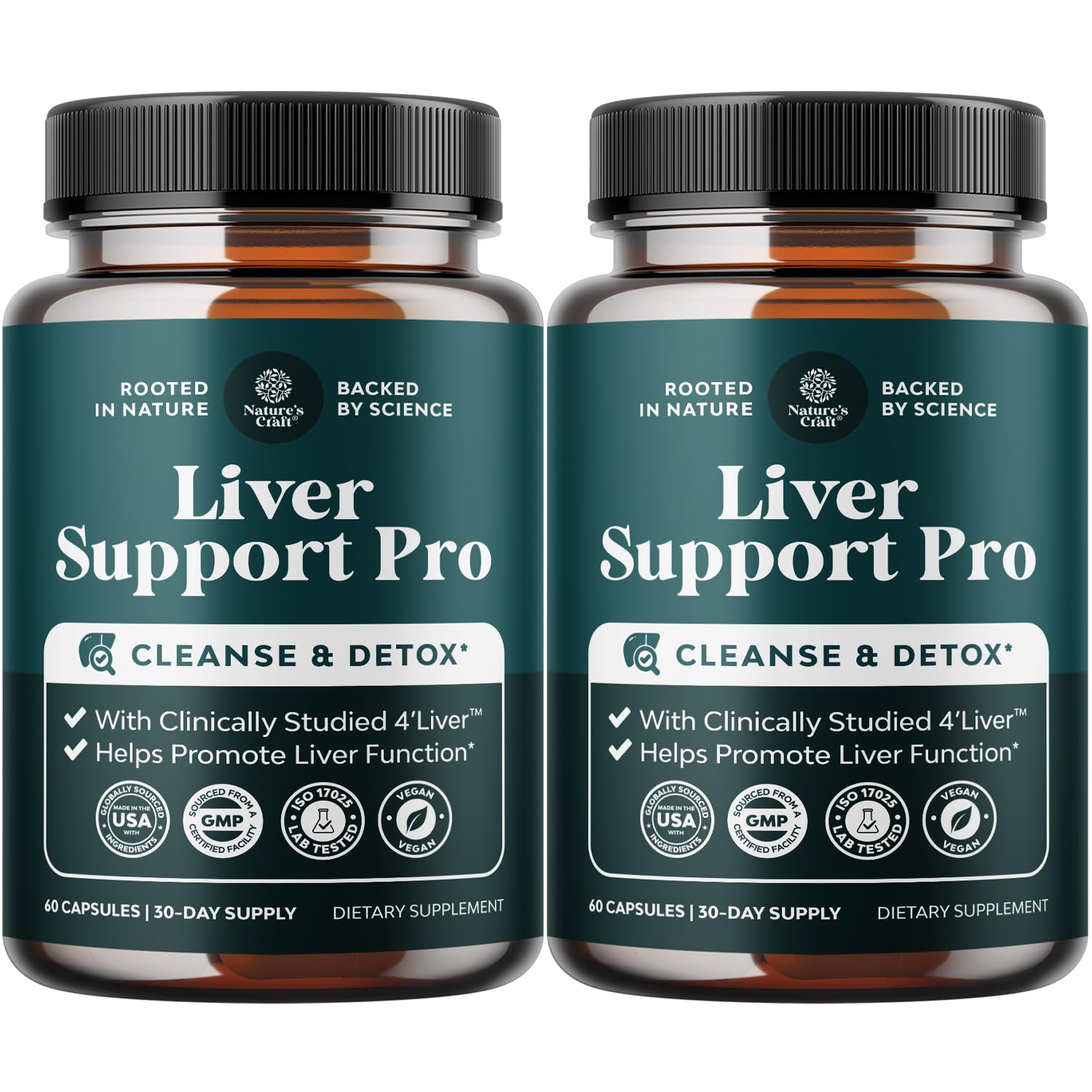 Pro Liver Support Supplement - 2X More Effective Than Milk Thistle - Advanced Liver Health Supplement with Clinically Tested 4’Liver Cleanse Detox & Repair Support - 60 Count (Pack of 2)