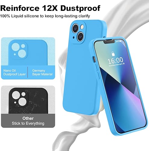 Miniatura 3 de BossKiss Funda compatible con iPhone 13, silicona líquida de alta calidad tacto aterciopelado 2 protectores de pantalla de vidrio templado 9H,