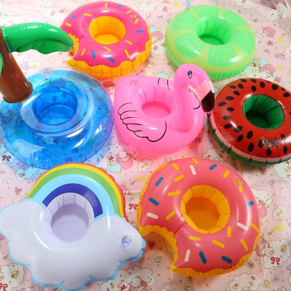 Inflatable Drink Holder 3 Pack Drink Pool Floats Cup Holders for Summer Pool Party, Variety Shape to Choose