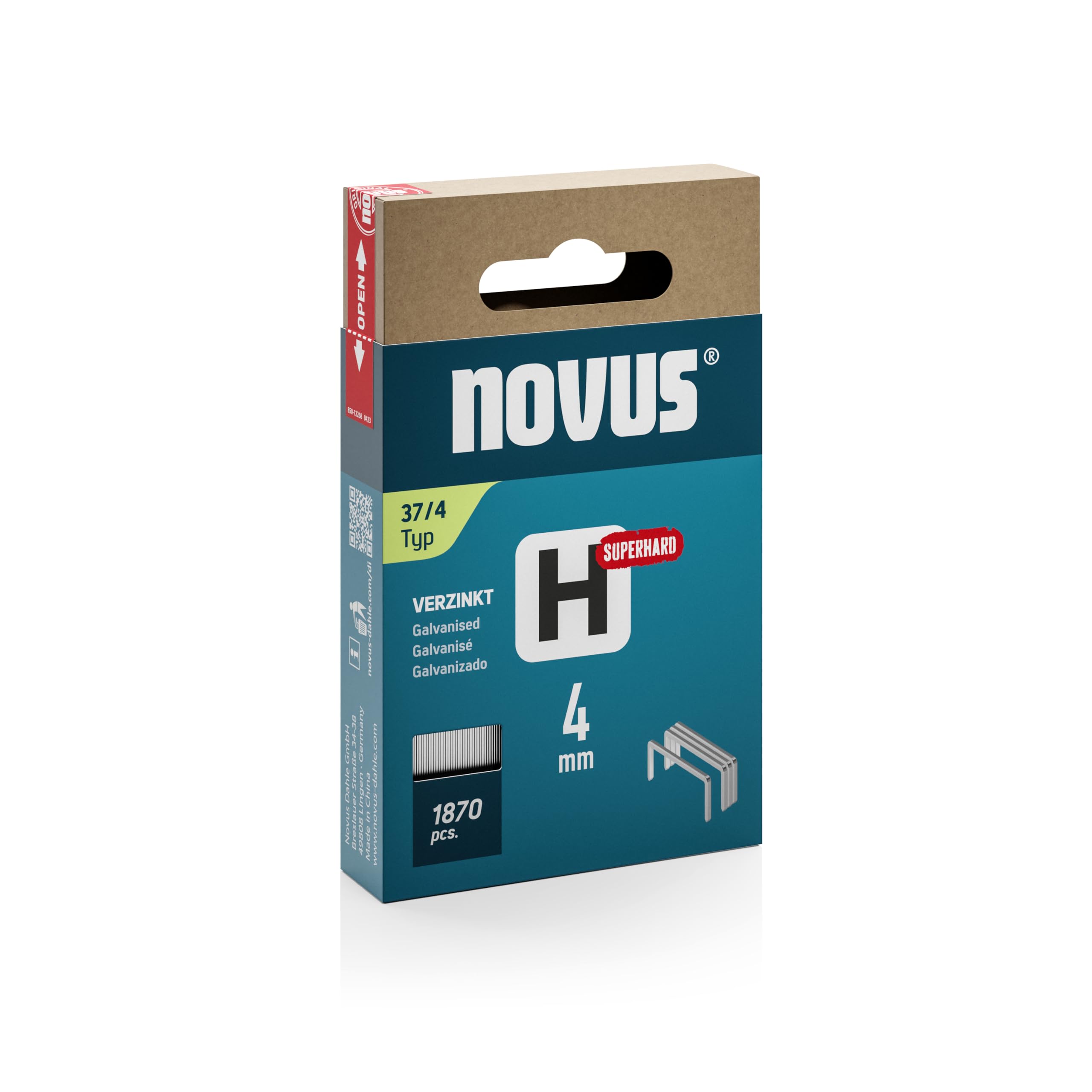Novus 042-0783 Staple Strip Type 37, 1870 pieces, 4x10.6mm, Fine-Wire
