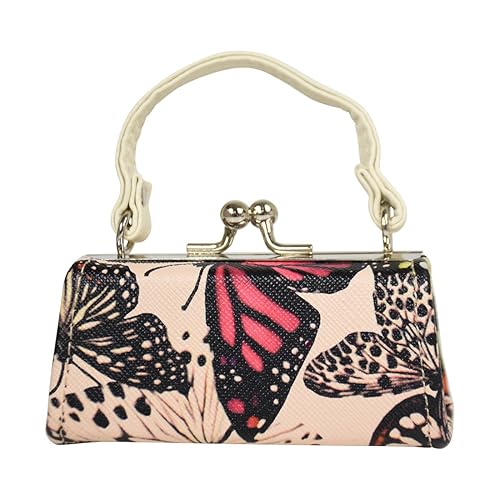 Caja de lápiz labial mariposa con asa Mini monedero Mahjong - Beige