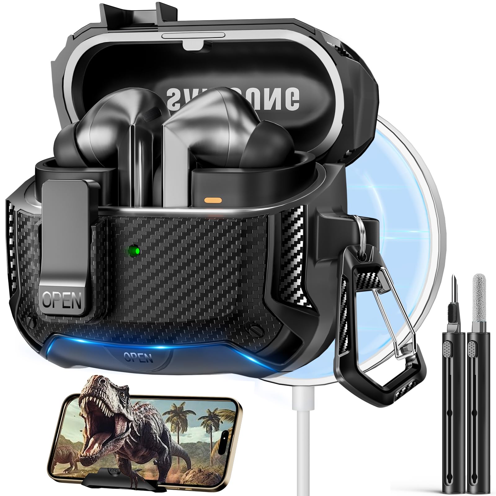 Safety Lock Case for Samsung Galaxy Buds3 FE/Pro/3 (Black)