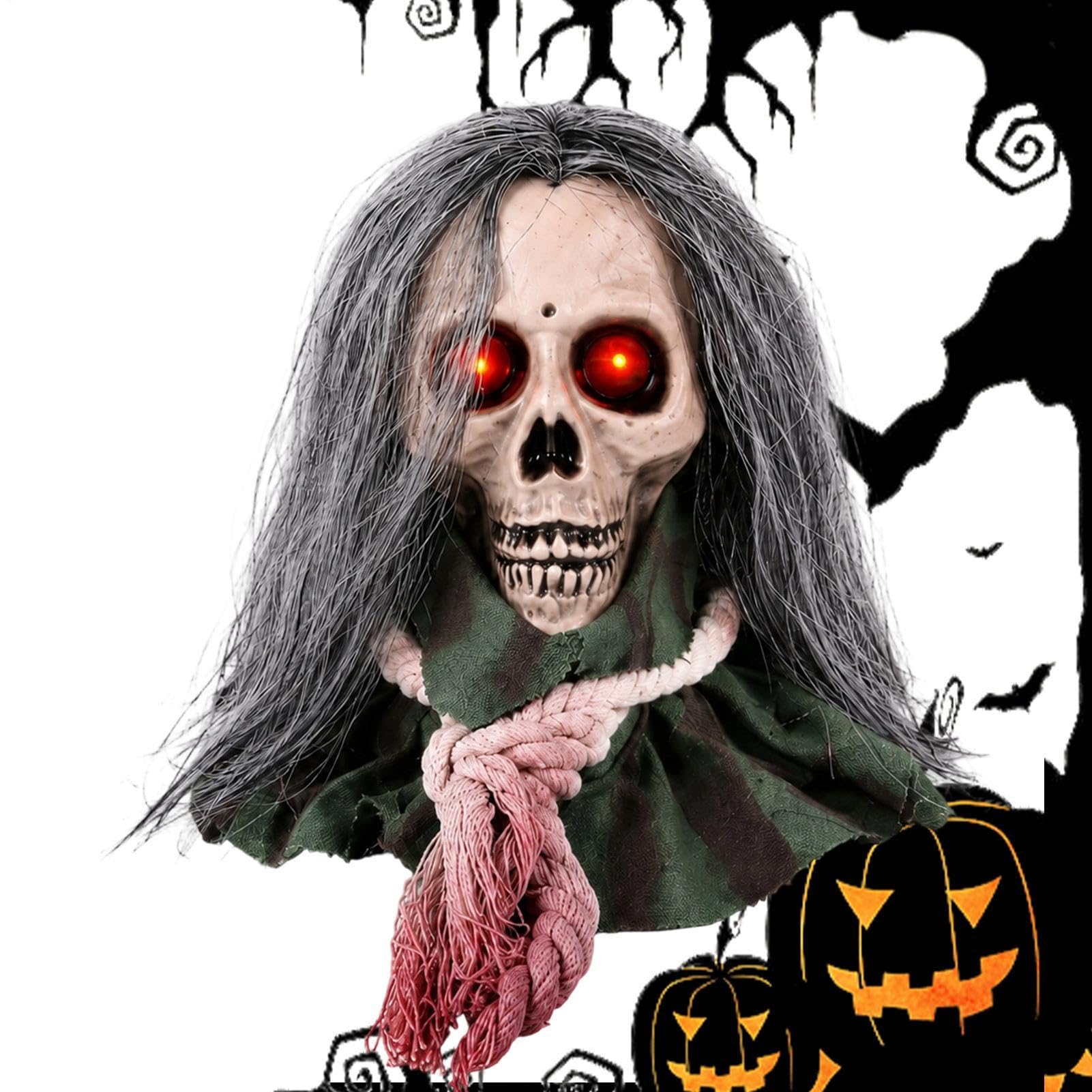Halloween Dekoracje Czaszka Z Świecącymi Oczami Ruchoma Aktywowana