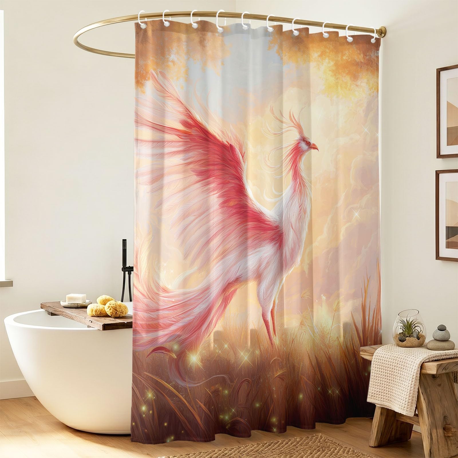 Mythical Creatures - Tenda da doccia per bambini, ragazzi e adulti, in tessuto resistente alla muffa, impermeabile, 240 x 200 cm, arancione