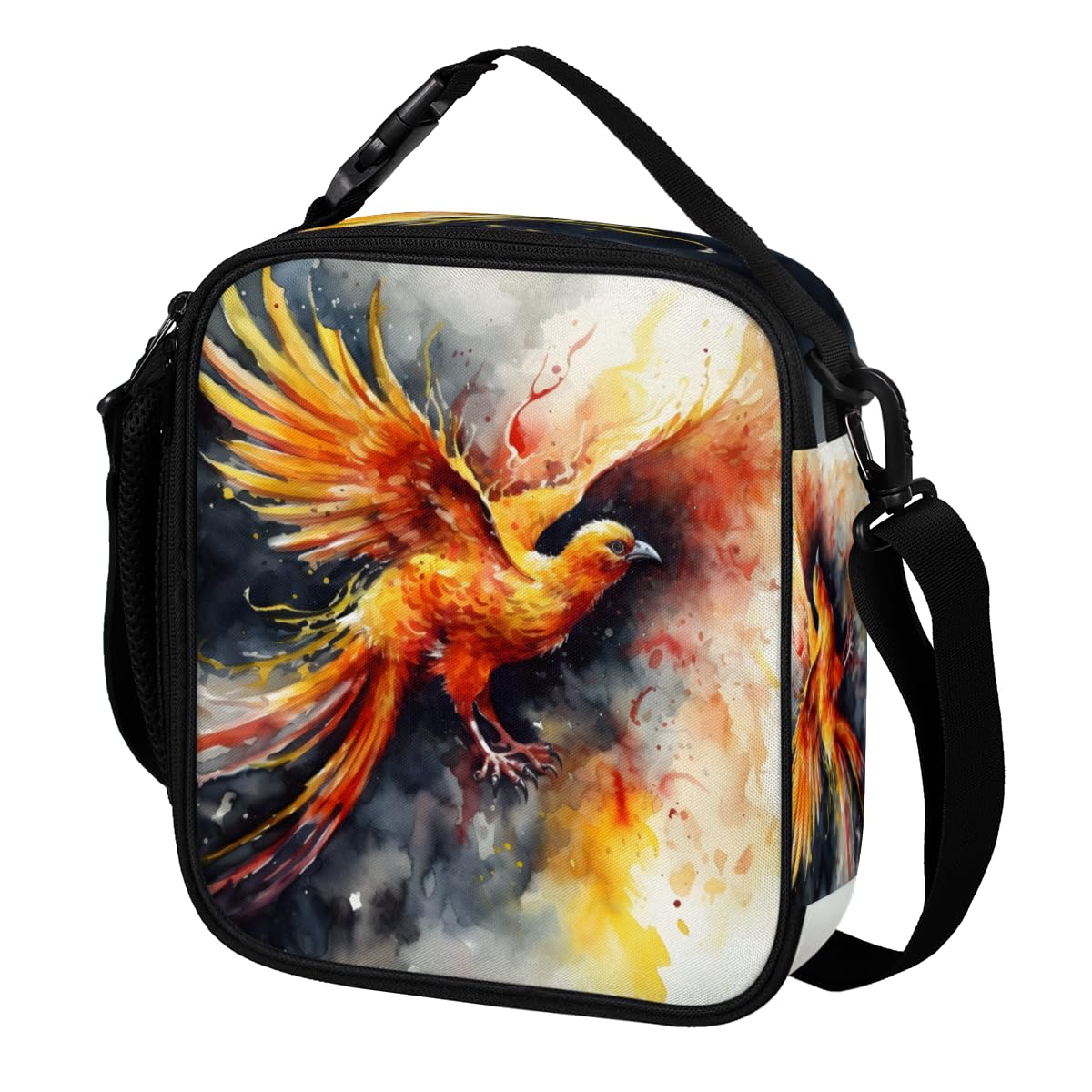 Adornori Phoenix Birds Insulated Lunch Box for Men Women, Reusable Lunchbox for Adults, Bird Phoenix Cooler Tote Bag with Adjustable Shoulder Strap