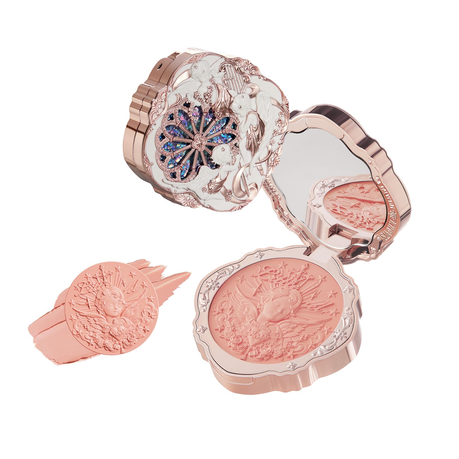 Flower Knows Little Angel Cream Blush,Buildable & Blendable Makeup Blush for cheeks,Soft & Long-lasting,Brick Red Flush for All Skin Tones(01 Flaming Heart,6g)