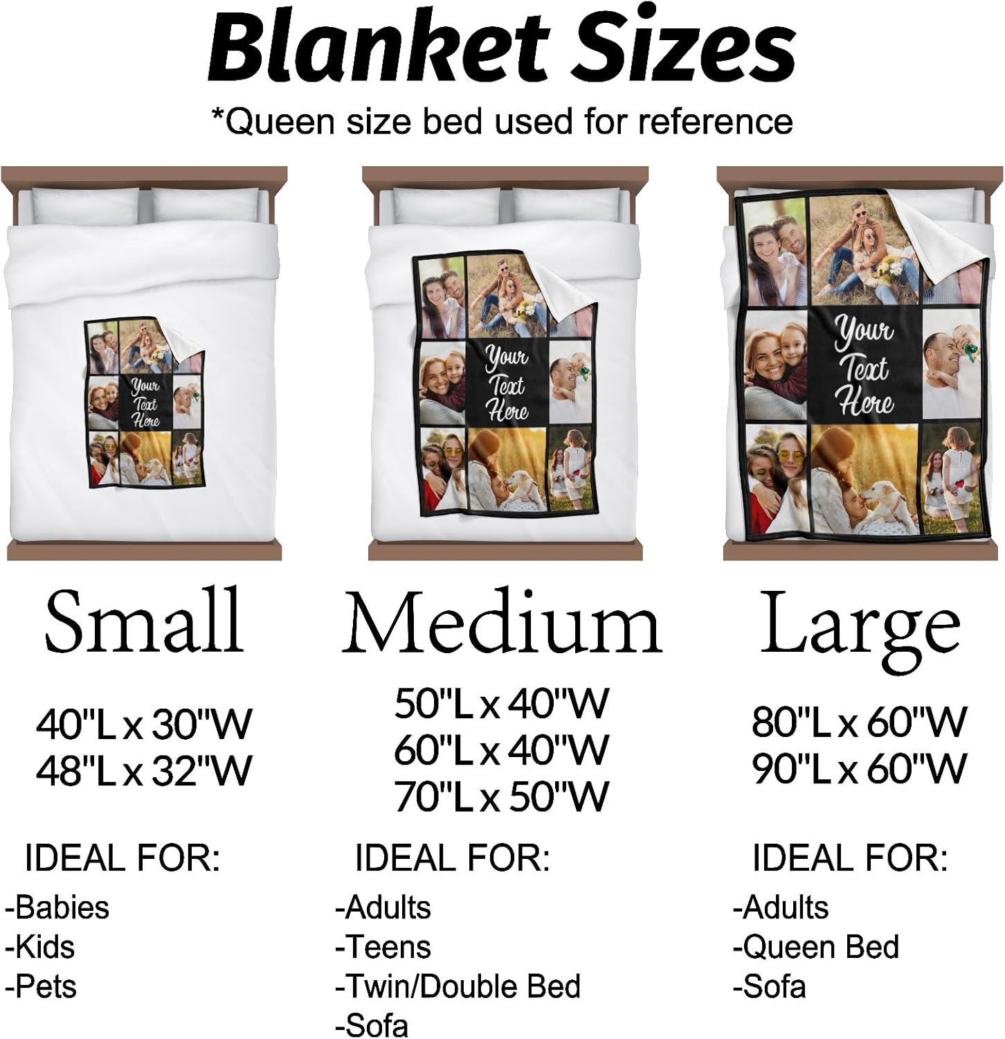 Gudina Custom Blanket with Photos Text Personalized Blanket Thows with Picture Customizable Blanket Photo Blankets Customize for Mom Dad Couple Girlfriend Boyfriend Wife Husband - Image 4