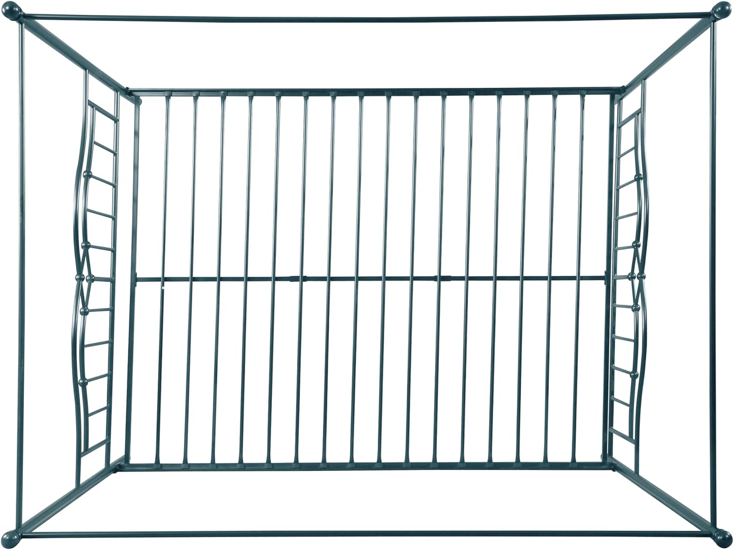 Merax Queen Size Canopy Bed Frame, Metal Four-Poster Platform Bed Frame, Under-Bed Storage Space, No Box Spring Needed Easy Assembly Blue