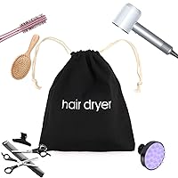 Vista 4 de Bolsas para secador de pelo con cordón, bolsa para viaje, para guardar las cosas del baño (gris claro)