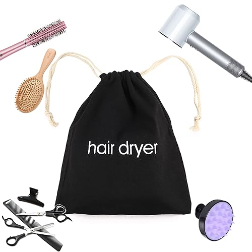 Miniatura 4 de Bolsas de secador de pelo, bolsa con cordón, bolsa de secador de pelo para viaje y baño (gris claro)