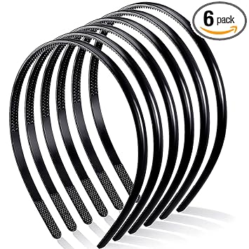 Big box 6 Pieces black Plastic Plain Headbands Teeth Comb Headbands Halloween Skinny DIY Hair Bands Headbands for Women Girls