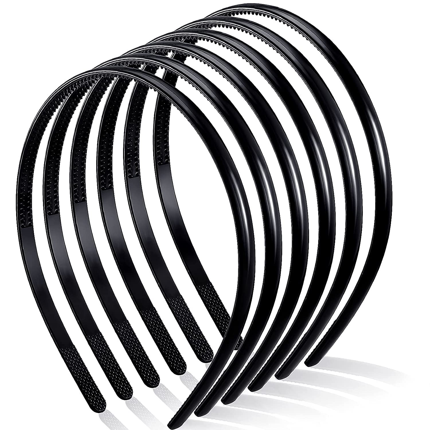 6 Pieces Black Plastic Plain Headbands With Teeth Comb - Halloween Skinny DIY Hair Bands for Women Girls-image-37