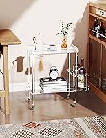 Vista 6 de Carrito de barra de acrílico, carrito de servicio con ruedas (transparente, pequeño)