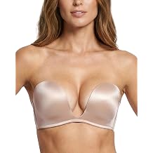 DotVol Womens Deep U Plunge Padded Push Up Convertible Strapless Bra
