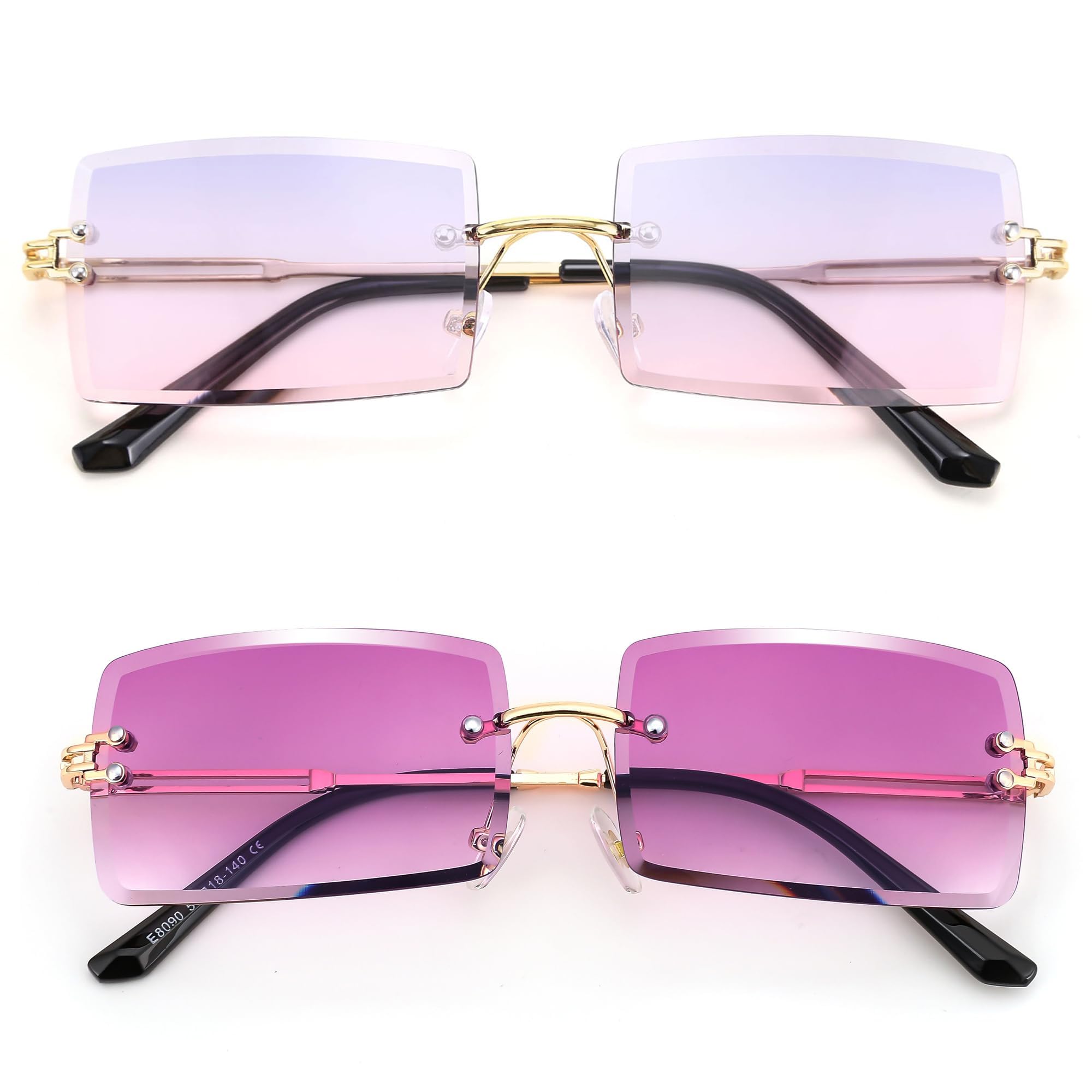 FEISEDY Vintage Rimless Sunglasses Rectangle Frameless Candy Color Glasses Women Men B2642