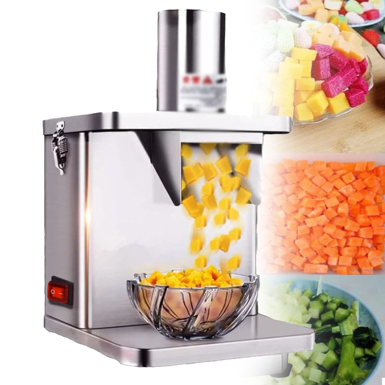 Picadora automática de verduras y frutas con múltiples cuchillas, cortador de acero inoxidable para una preparación eficiente de alimentos en cocinas
