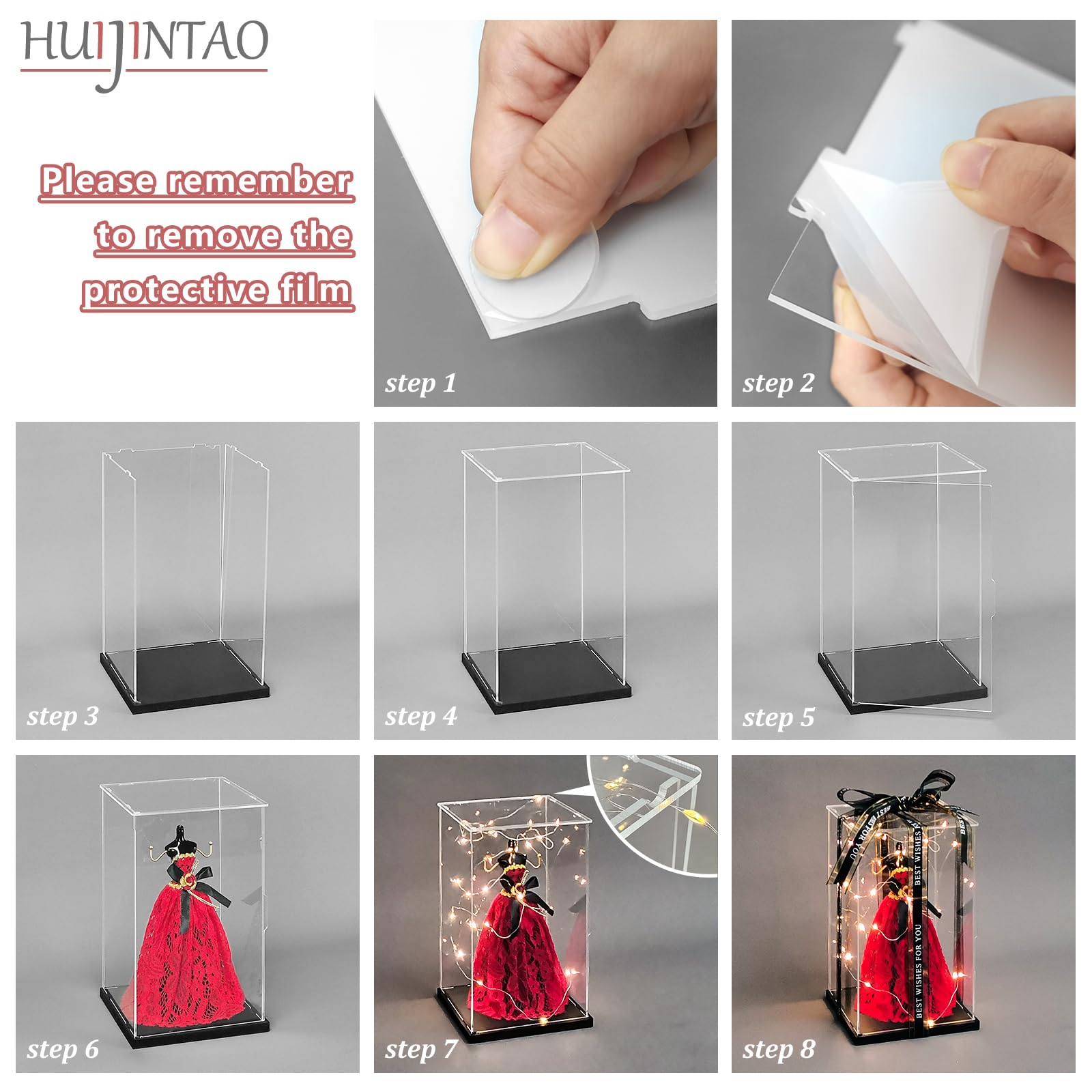 Acrylvitrine voor de verzameling transparante plexiglasdozen met 4