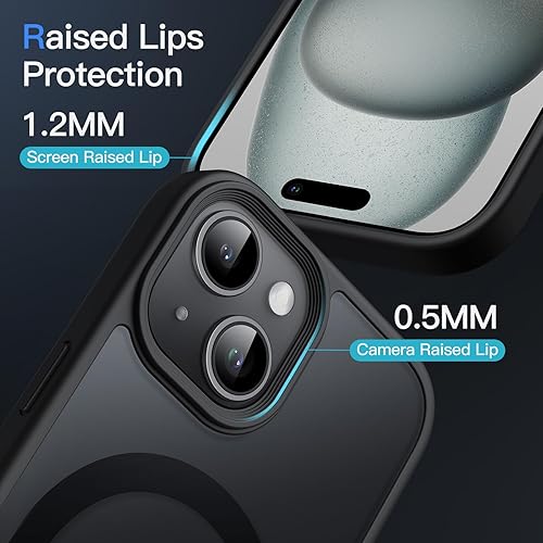 Miniatura 6 de JETech Funda magnética para iPhone 15 de 6.1 pulgadas, compatible con MagSafe, translúcida mate, delgada, a prueba de golpes, color negro