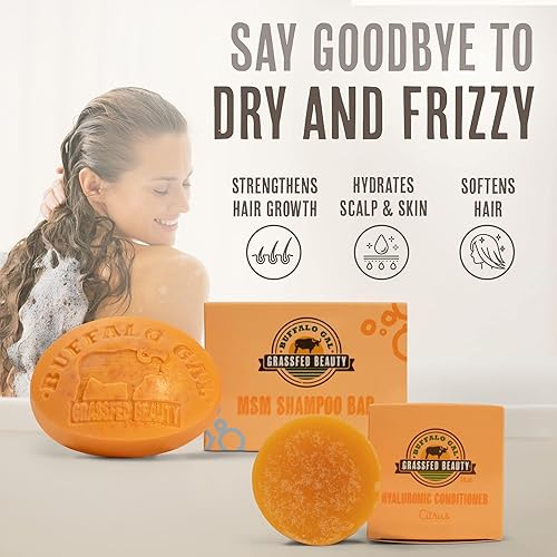 Miniatura 4 de MSM Barra de champú + barra de acondicionador de cabello hialurónico, champú y acondicionador de barra sólida para el crecimiento del cabello, sin