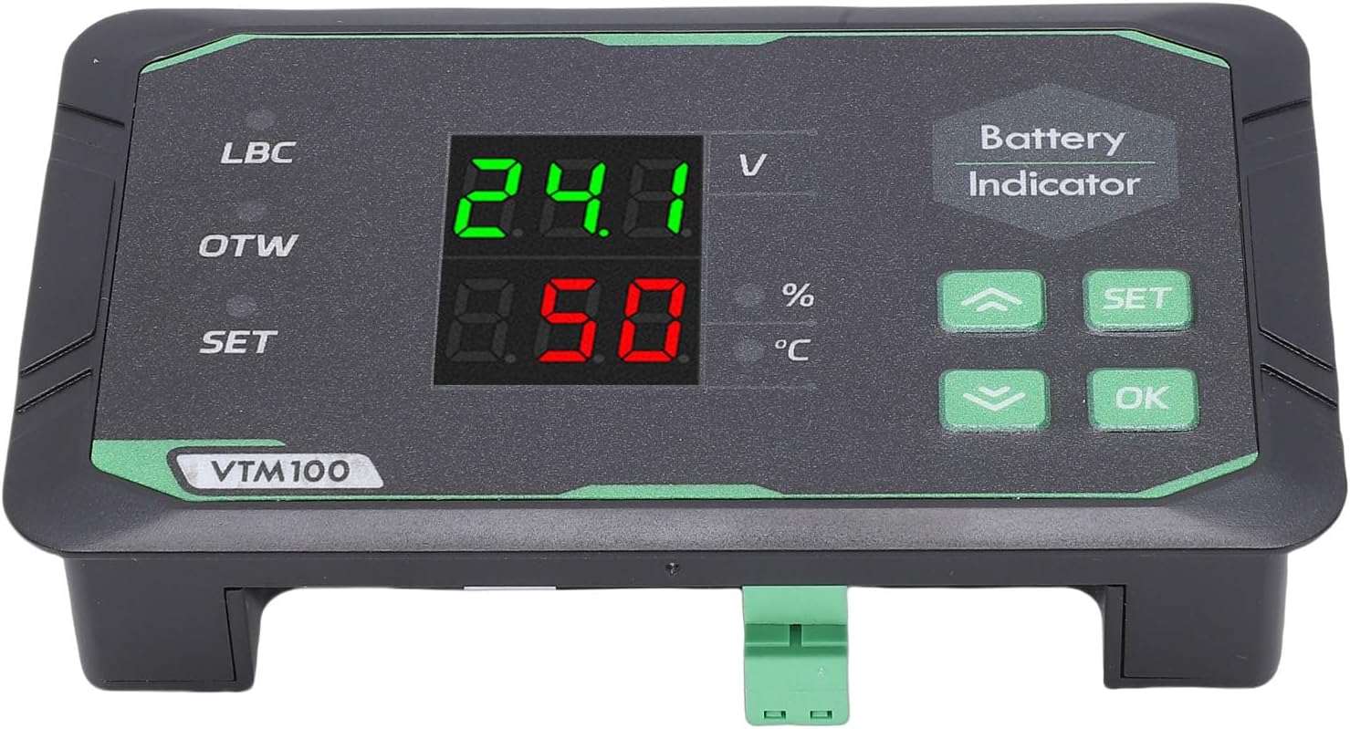 Battery Capacity Voltage Meter, Safety Design Voltage Meter, Dual Screen Display with Four Key Control, Ideal for VRLA, LFP & Ternary Lithium Batteries