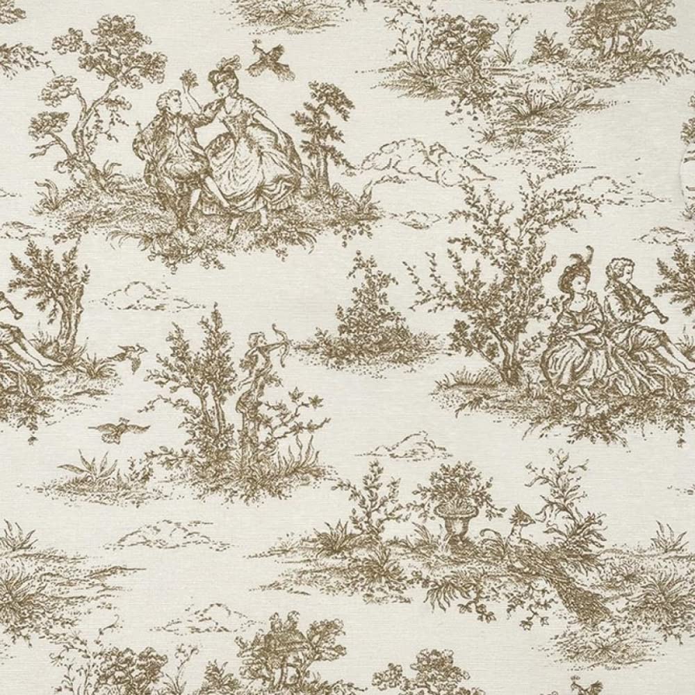 Oh Sew Crafty Limited Natural Cotton Rich Linen Look Panama Fabric Toile French Painting Aristocrat 140Cm Wide Sold Per Metre (Natural)
