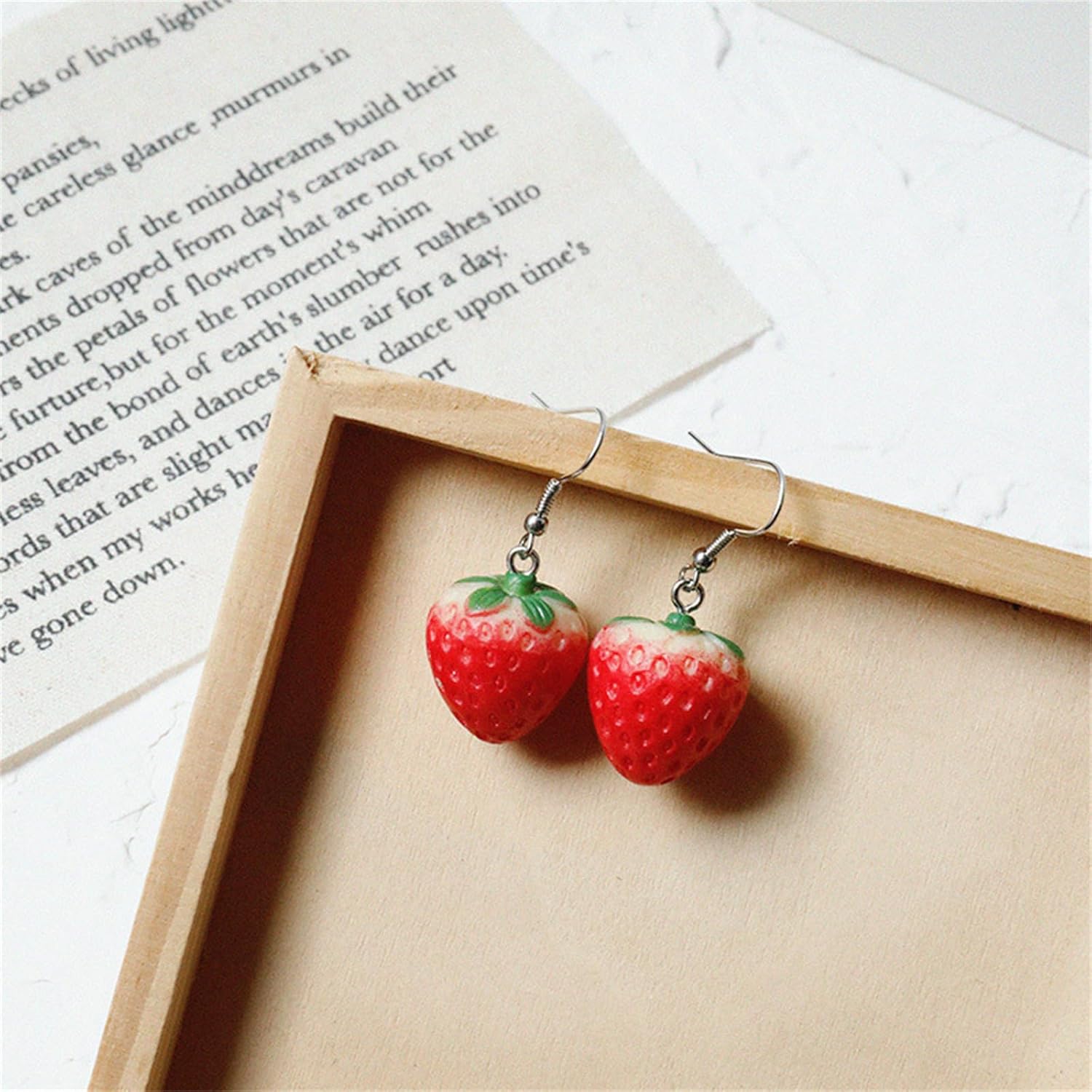 coadipress Red Strawberry Earring for Women Cute Lifelike 3D Acrylic Simulated Strawberry Fruit Dangle Drop Earrings Birthday Party Charms Fashion Jewelry Gifts - Image 5