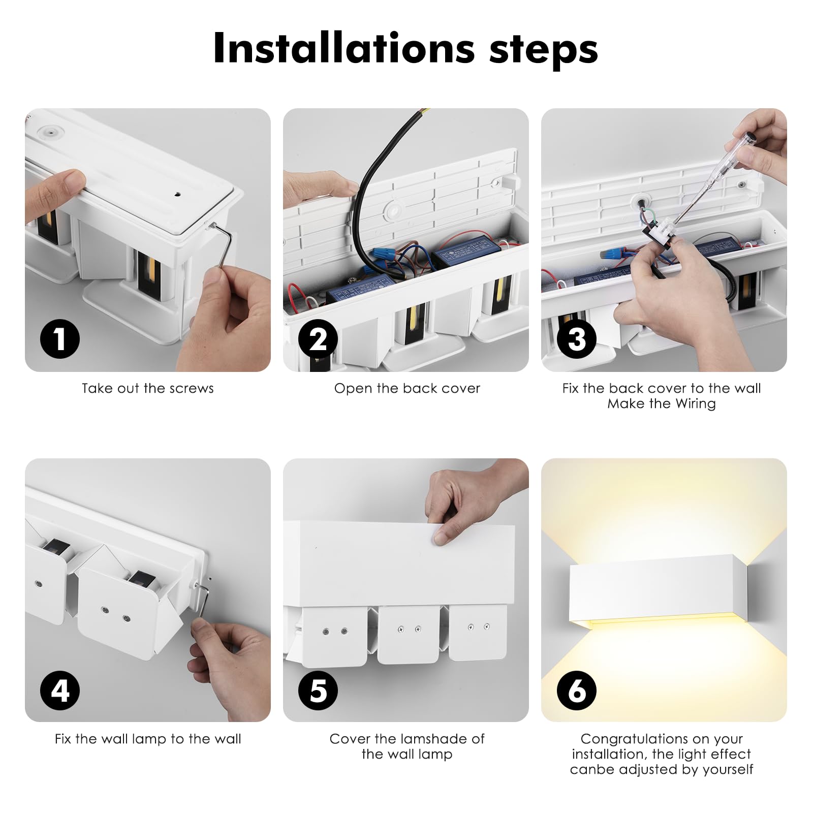Lampada da parete a LED da 36 W, per interni/esterni, 2 pezzi, lampada da parete regolabile su e giù, colore bianco caldo, 3000 K, per esterni, IP65, impermeabile