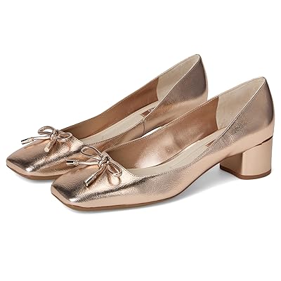 Franco Sarto Natalia Square Toe Block Heel Pumps with Bow High Women