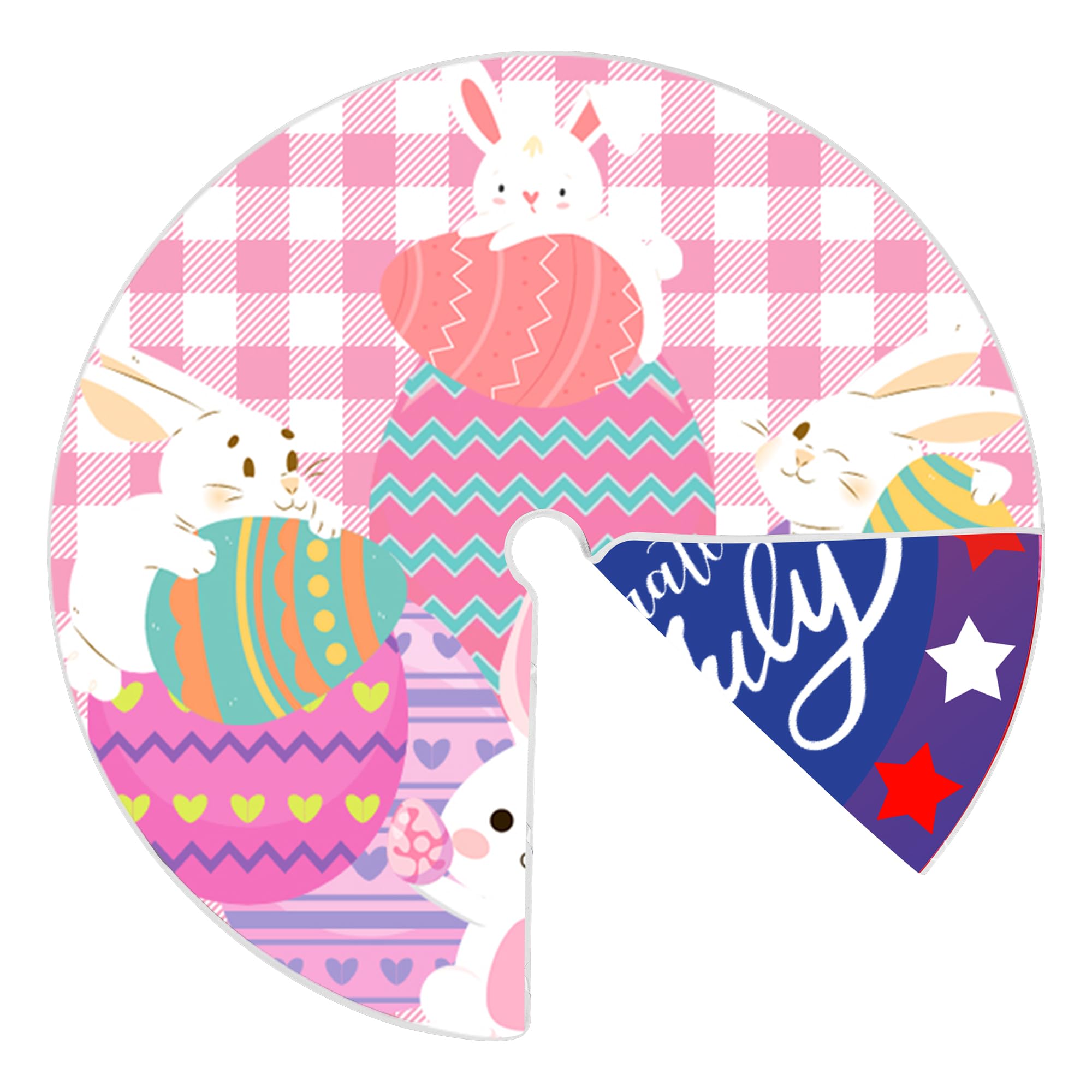 Sozize 15 Inch Easter Tree Skirt 4th of July Tree Skirt American Flag Day Memorial Day Double Sided Print Mat Independence Day Easter Holiday Party