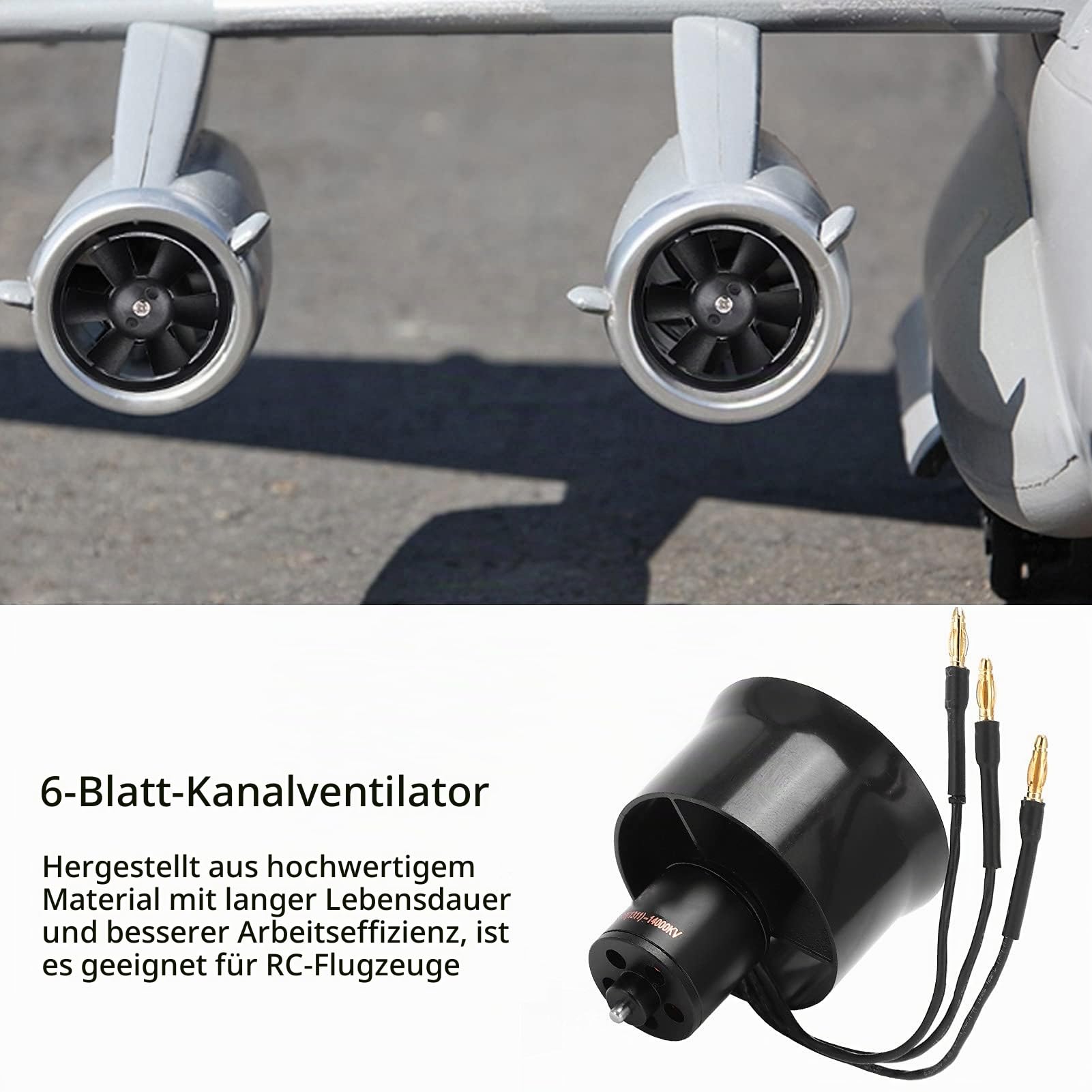 QF1611 14000KV Motor EDF Impeller Set, QX Motor 30mm EDF Set High Speed ​​High Performance mit 6 Flügeln Impeller für RC Flugzeuge