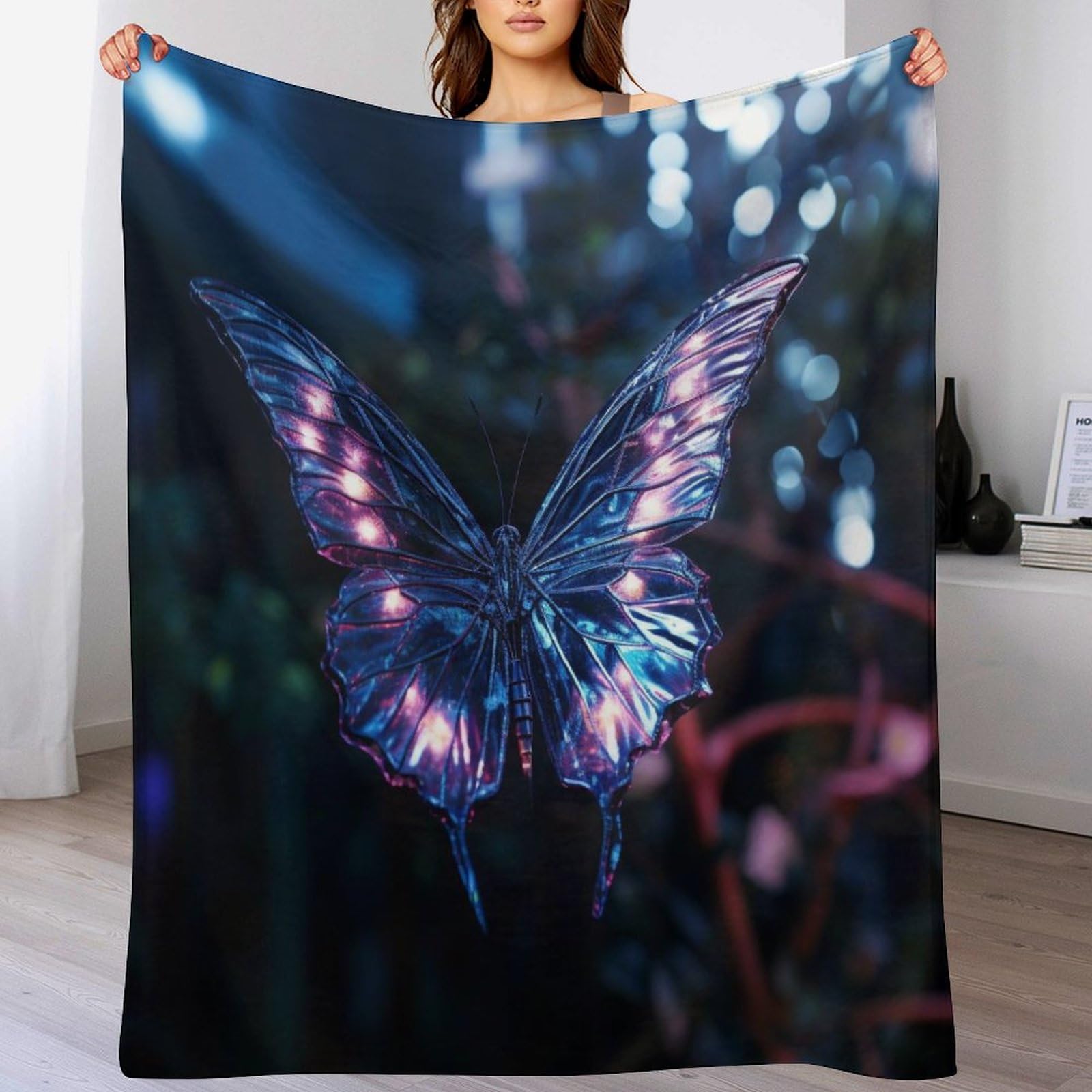 Couverture polaire de qualité supérieure en flanelle papillon 130x180 cm velours peluche