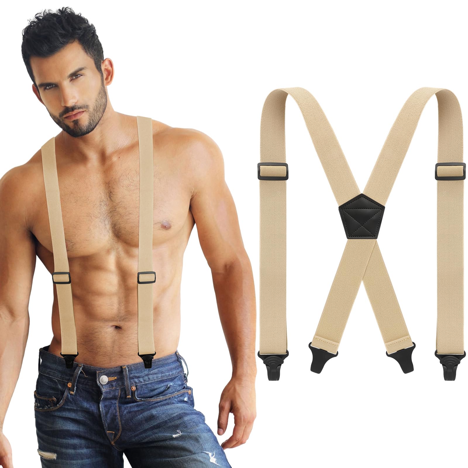 Janmercy X Back Hidden Suspender Heavy Duty Work Suspenders Airport Friendly Suspenders Under Clothing for Men Women