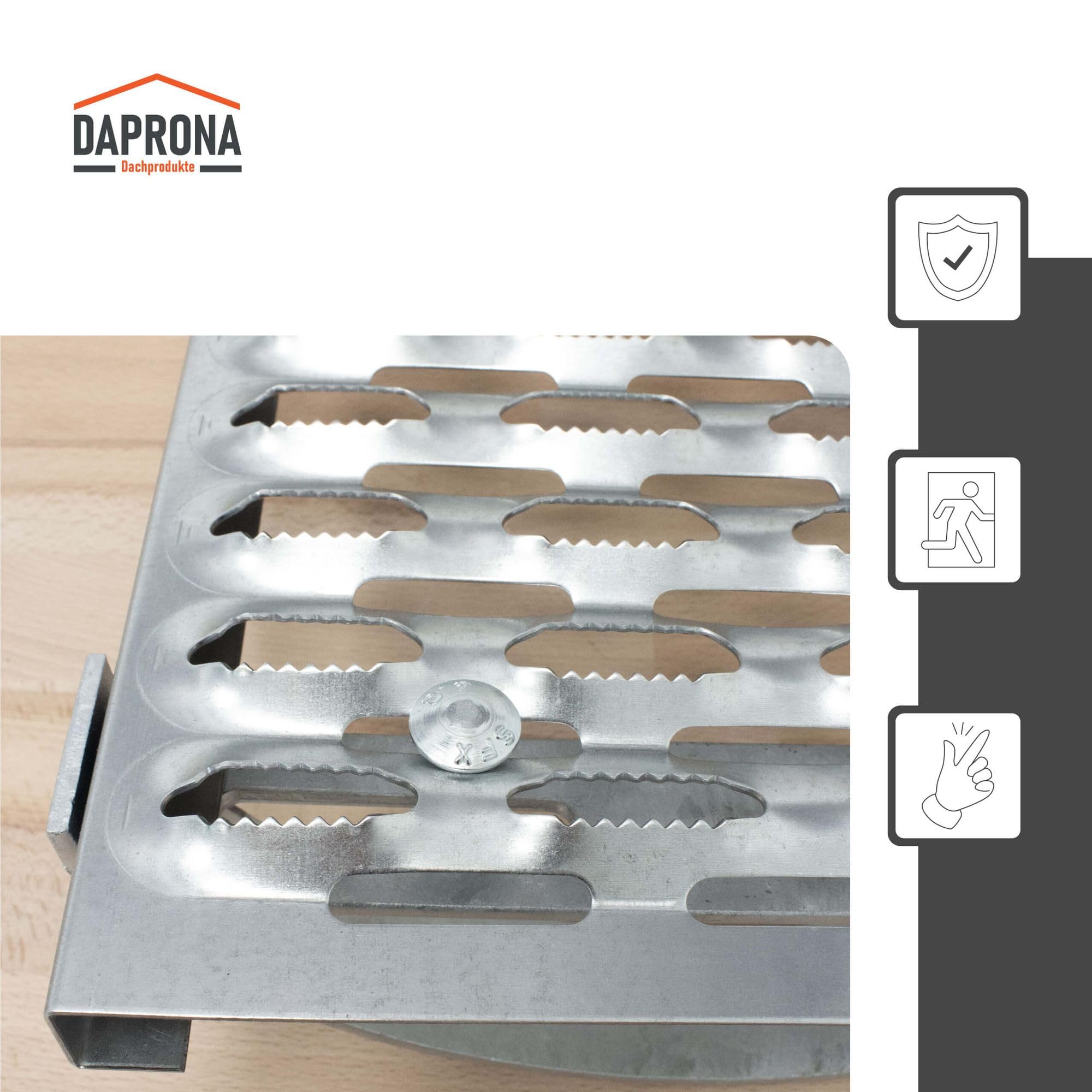 set pedane per tegole ondulate 60cm, argento, per spazzacamini incluso materiale di montaggio, certificato TÜV Rheinland