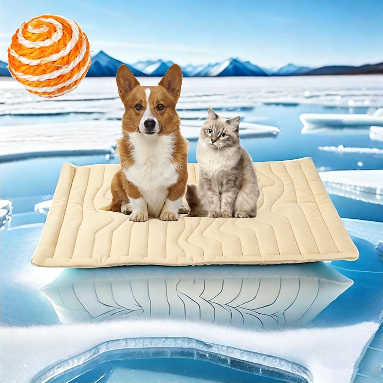 Tapis rafraîchissant pour chien Dr Pfoten beige taille M 91x58 cm