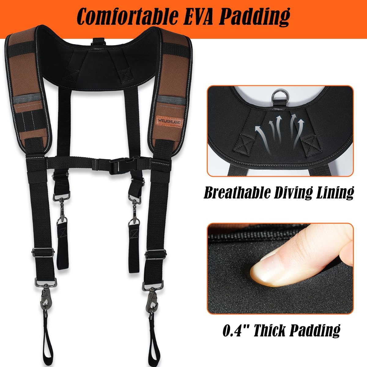 WELKINLAND Heavy Duty Tool Belt Suspender, Comfy Padded Tool Belt Suspender, Fully-Adjustable Tool Bag Suspenders, RipStop Suspenders For Tool Belt, Tool Belt Suspenders For Men/Carpenter - Image 5