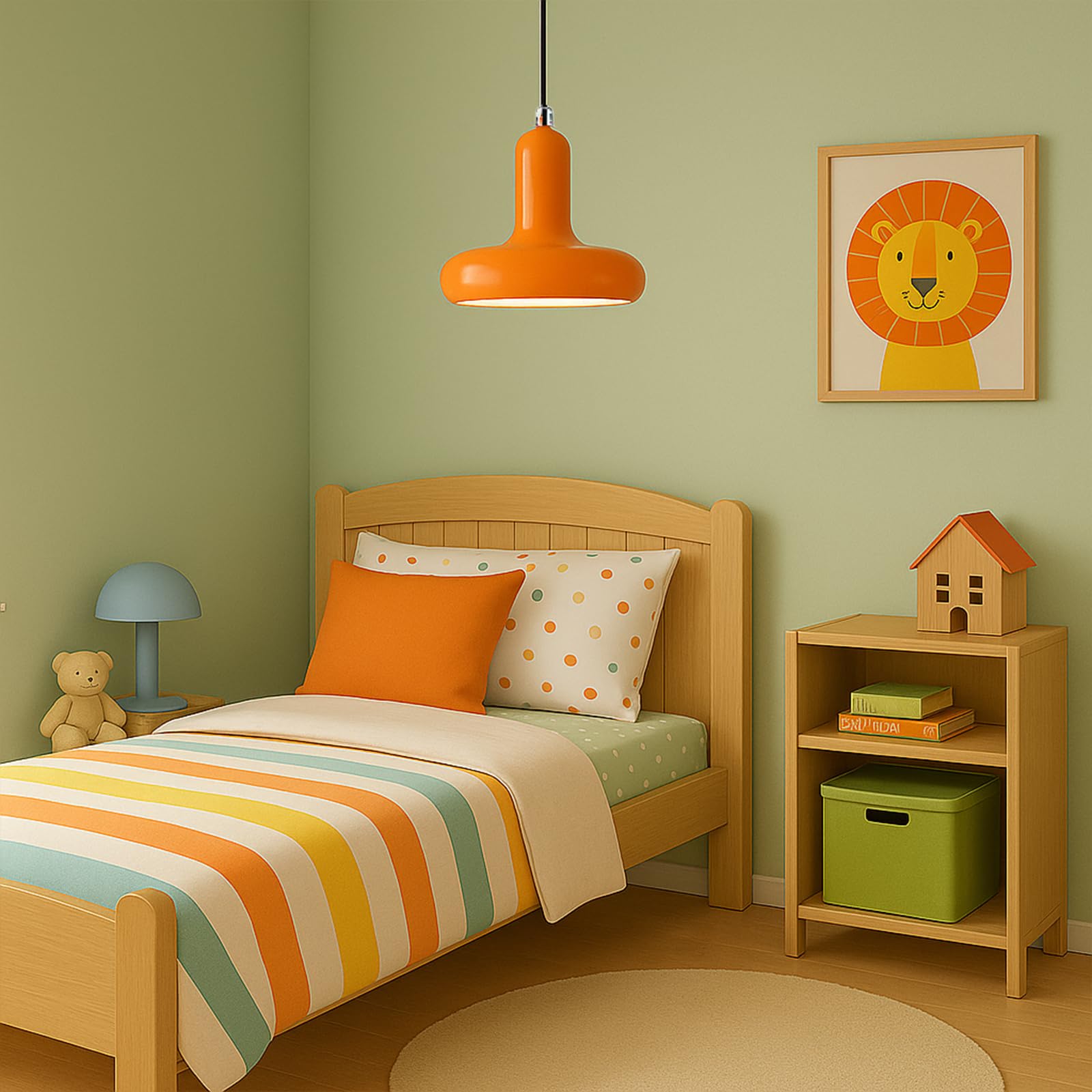 Moderne bunte Pendelleuchte mit E27-Fassung und 150cm verstellbarem Kabel,Hängelampe aus Metall mit Lackierung für Küche,Esszimmer,Schlafzimmer,Kinderzimmer oder Café Deckenleuchte (Orange)