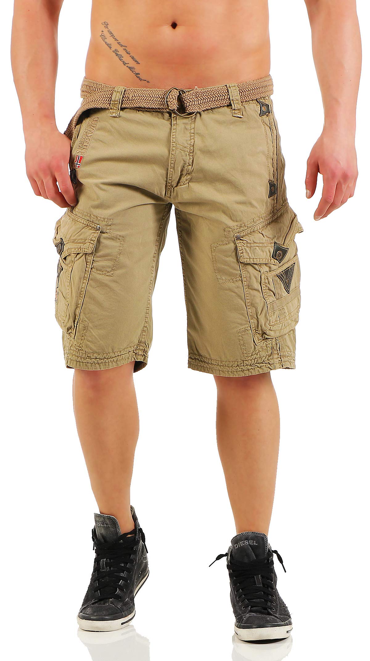 Geographical Norway Peanut Men - Pantón Corto De godón para Hombres - Pantones Cortos Deportivos para Hombres - Rego Ide para Hombres Primavera Verano