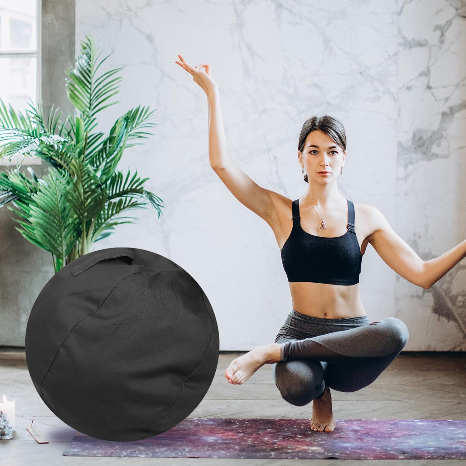 BESPORTBLE Balance Ball Cover Exercise Ball Cover Washable Workout Ball Cover Anti-Skid Ball Protector Workout Ball Protective Cover Gym Ball Dome Cover Grey