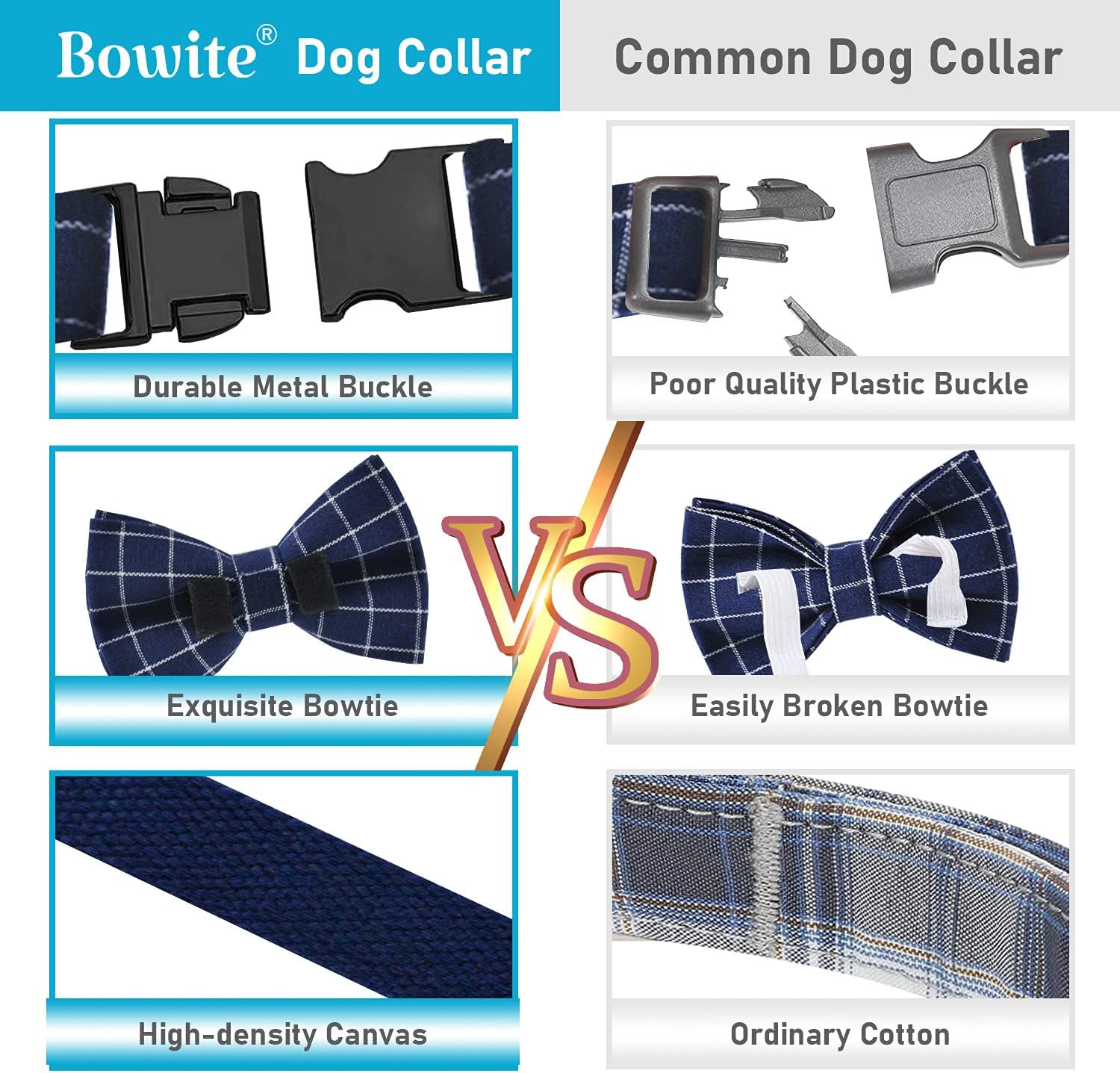 Bowite Elegant Dogs Collar with Bowtie and Bandanas Sets, Quick Release Buckle, Adjustable & Comfortable Collars Scarf Pet Gift for Small Medium Large Dogs and Cats(XL,Navy Blue) : Pet Supplies