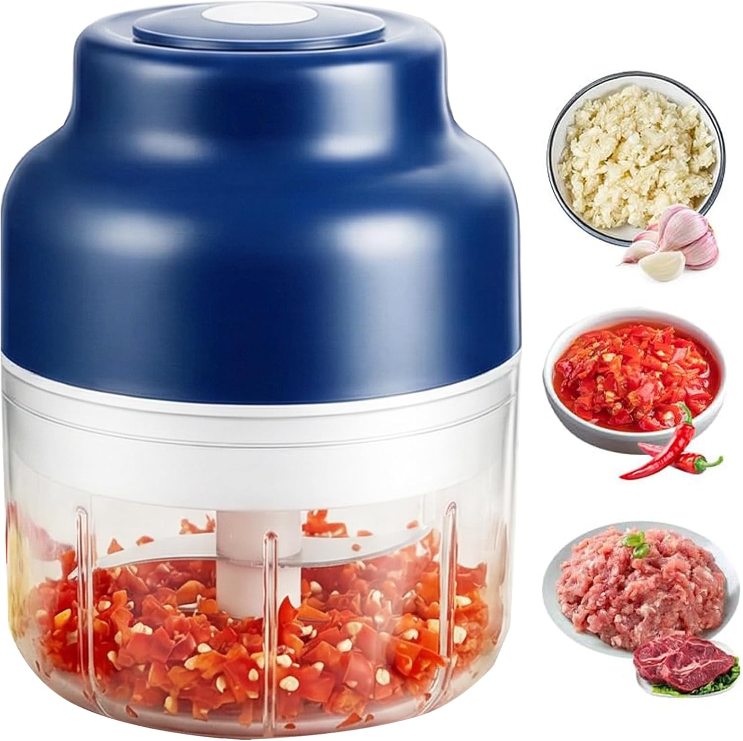 Electric Garlic Chopper,Mini Portable Veggie Choppers,USB Rechargeable,250ml Portable Electric Mini Food Chopper for Garlic,Onion,Ginger,Chilli,Fruit,etc