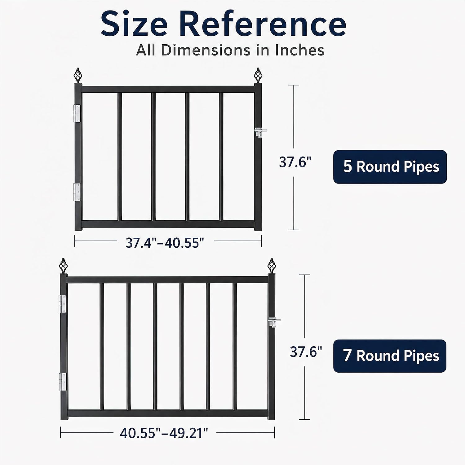 Deck Gate with Self-Closing Hinges, Adjustable 37.4"-49.21" Heavy Duty Deck Gate Outdoor for Deck Porch Patio