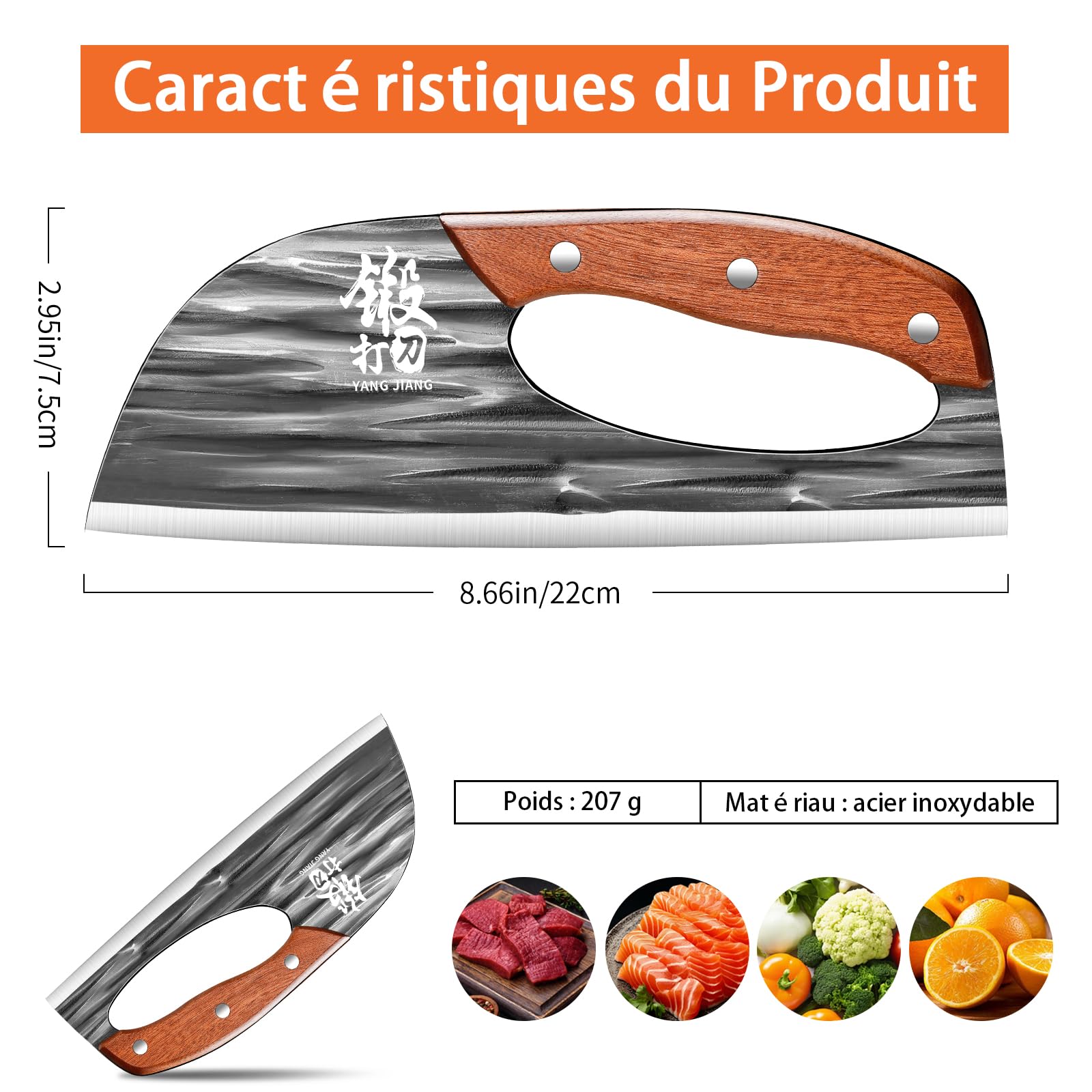 Couteau Chinois Cuisine de Chef Couteau Hachoir Viande Legume