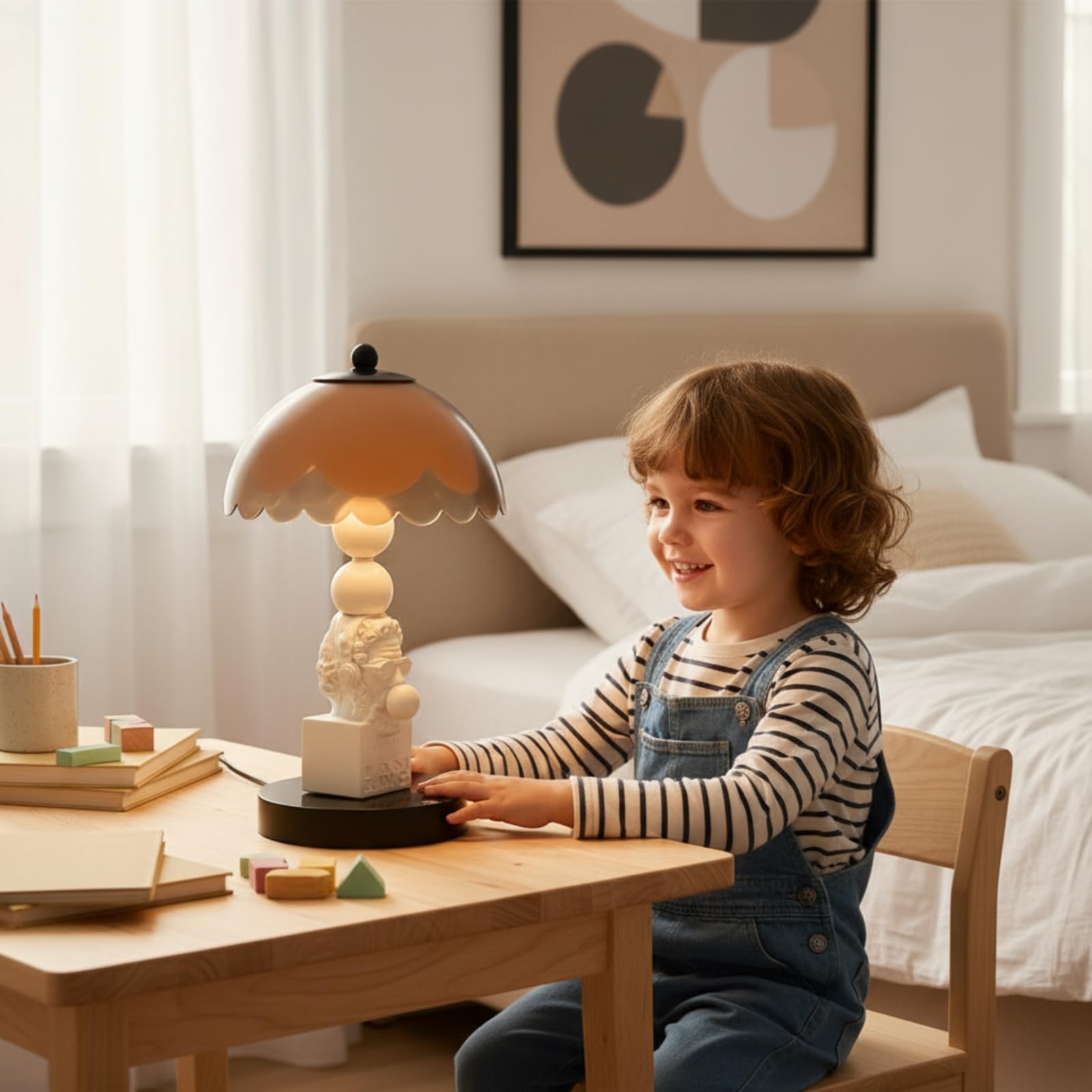 Lampada da Comodino con Base Scultorea a Cuore Paralume a Tamburo con Controllo Tattile per Camera da Letto Soggiorno Arredamento Moderno, Argento